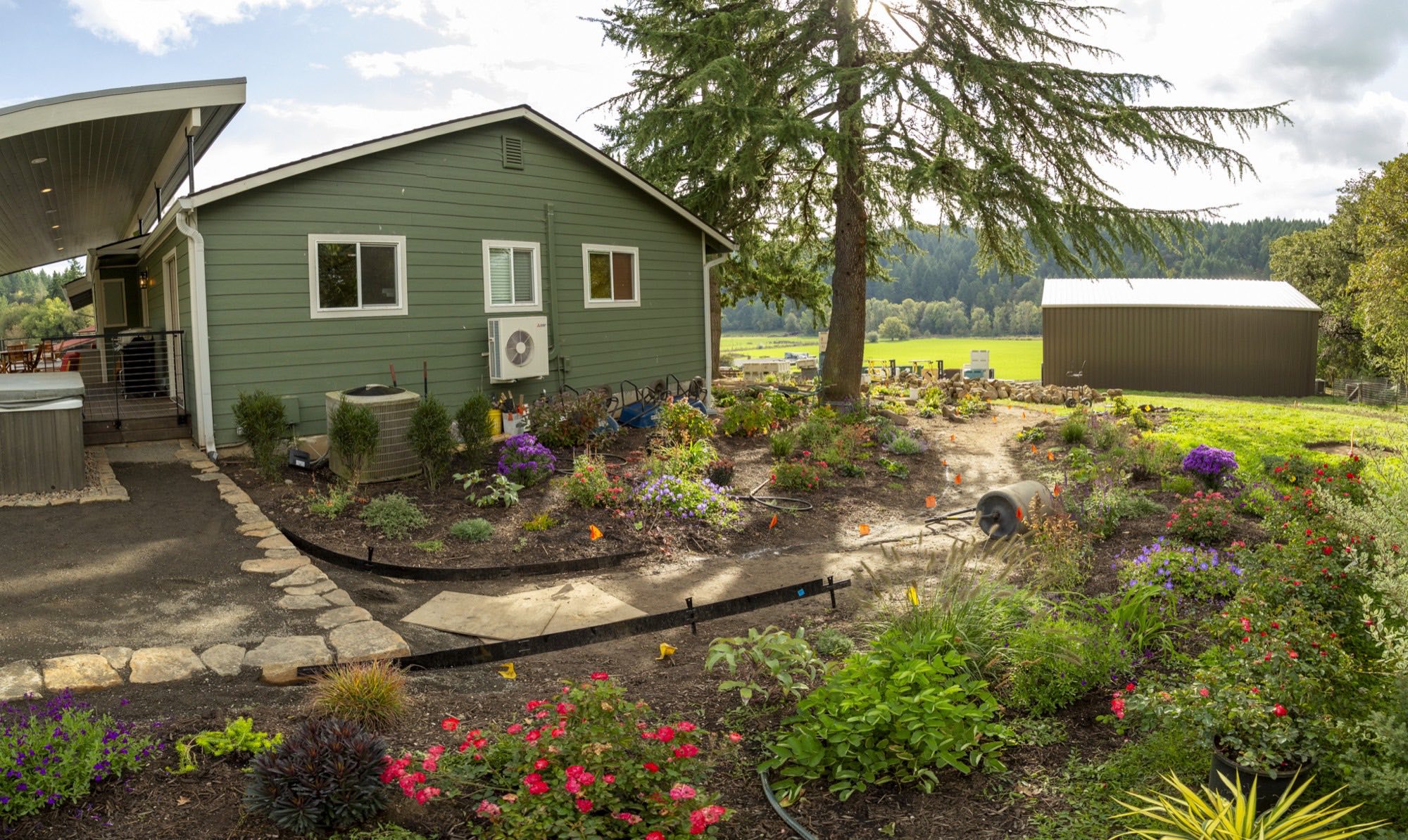 Panoramic view across the estate plantings